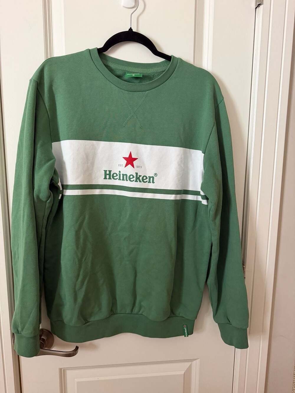 Heineken Experience Amsterdam Sweatshirt Size M Green White Striped Pullover